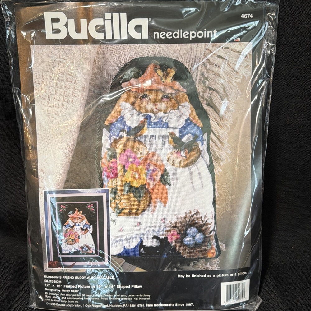 Bucilla Needlepoint Kit 4674 Blossom Bunny Vintage 1993 Sealed Nancy Rossi Bunny